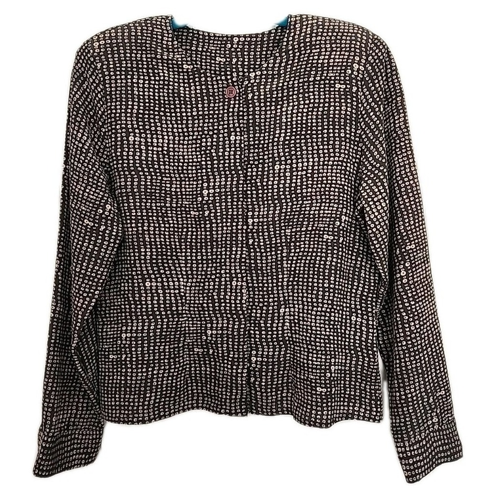 Vintage La Chine by Galinda Wang Womens 4 Chiffon Gray/Tan Long Sleeve Chic EUC